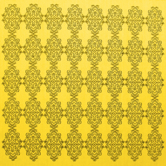 Square Abstract Yellow Contemporary Rug, con1042yw