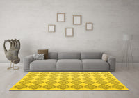 Machine Washable Abstract Yellow Contemporary Rug, wshcon1042yw