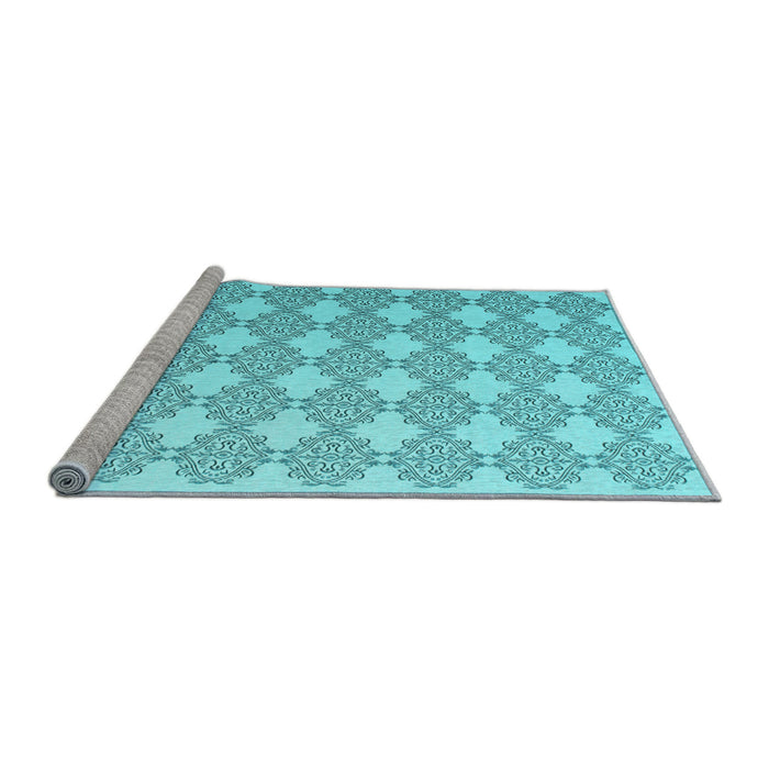 Sideview of Machine Washable Abstract Light Blue Contemporary Rug, wshcon1042lblu