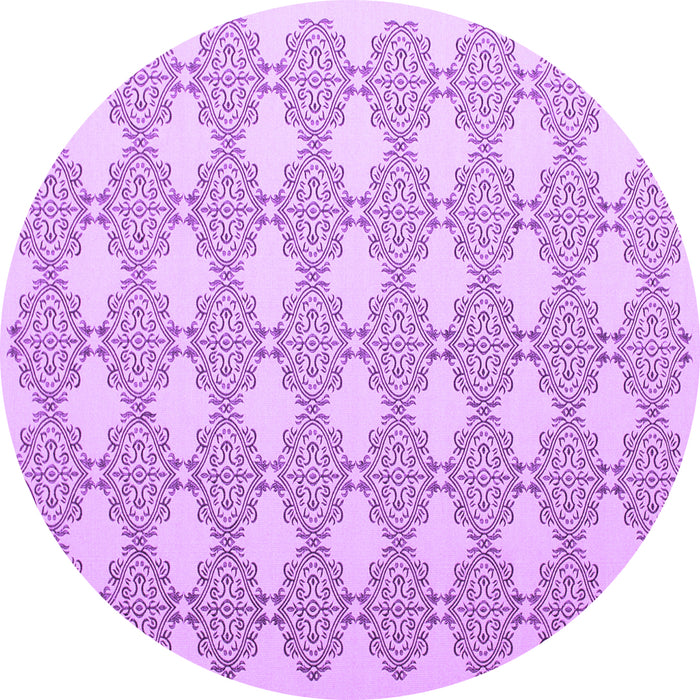 Round Machine Washable Abstract Purple Contemporary Area Rugs, wshcon1042pur