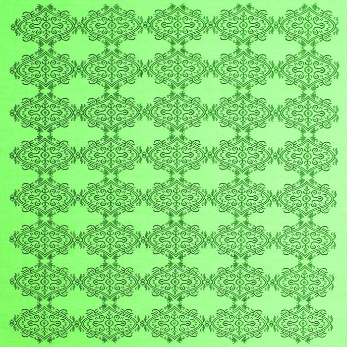 Round Machine Washable Abstract Green Contemporary Area Rugs, wshcon1042grn