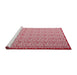 Serging Thickness of Machine Washable Contemporary Red Rug, wshcon1043