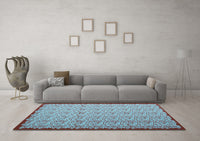 Machine Washable Abstract Light Blue Contemporary Rug, wshcon1043lblu