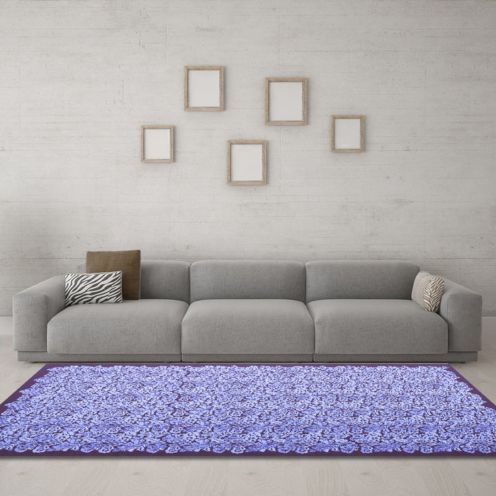 Machine Washable Abstract Blue Contemporary Rug in a Living Room, wshcon1043blu