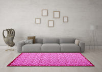 Machine Washable Abstract Pink Contemporary Rug, wshcon1043pnk