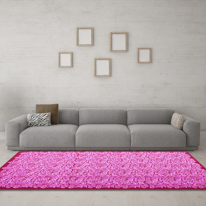 Machine Washable Abstract Pink Contemporary Rug in a Living Room, wshcon1043pnk