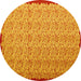 Round Abstract Yellow Contemporary Rug, con1043yw