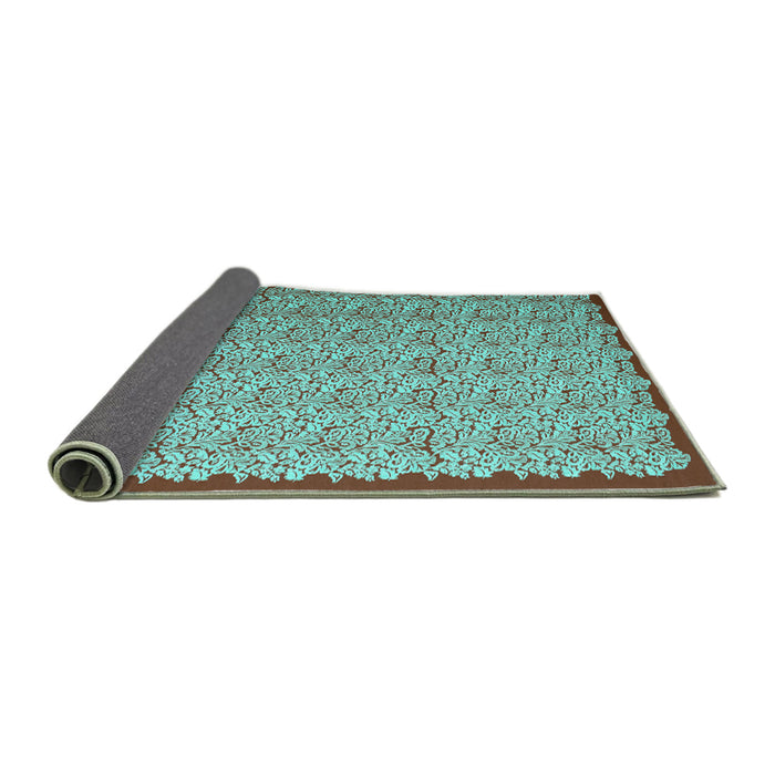 Sideview of Abstract Turquoise Contemporary Rug, con1043turq