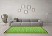 Machine Washable Abstract Green Contemporary Area Rugs in a Living Room,, wshcon1043grn