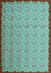 Abstract Turquoise Contemporary Rug, con1043turq