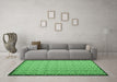 Machine Washable Abstract Emerald Green Contemporary Area Rugs in a Living Room,, wshcon1043emgrn