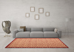 Machine Washable Abstract Brown Contemporary Rug in a Living Room,, wshcon1043brn