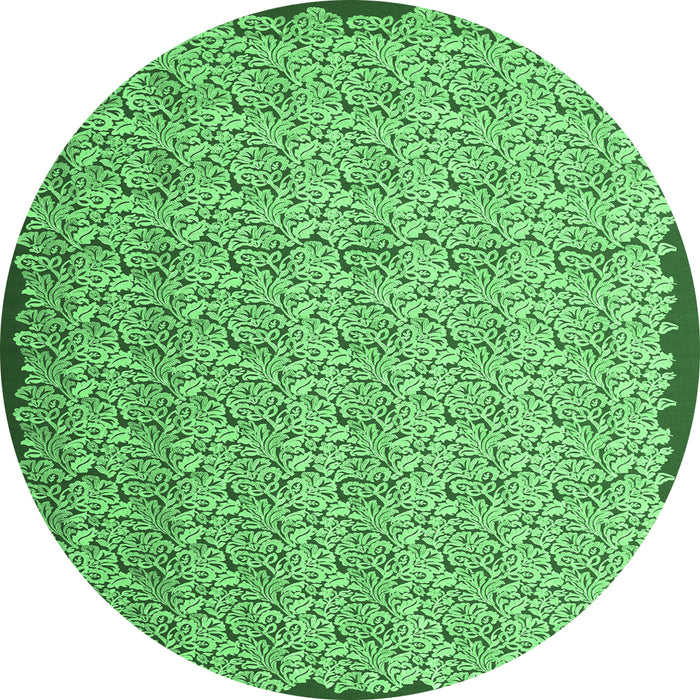 Round Abstract Emerald Green Contemporary Rug, con1043emgrn