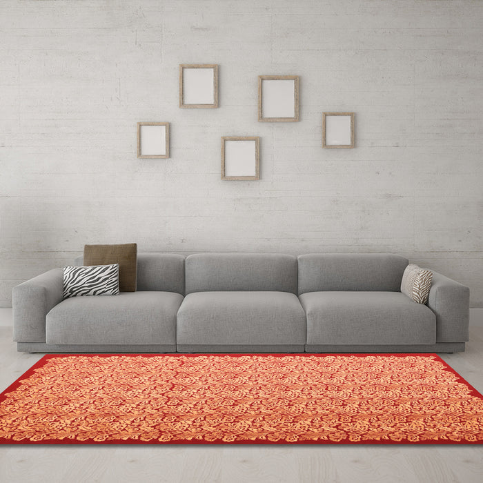 Machine Washable Abstract Orange Contemporary Area Rugs in a Living Room, wshcon1043org
