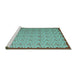 Sideview of Machine Washable Abstract Turquoise Contemporary Area Rugs, wshcon1043turq