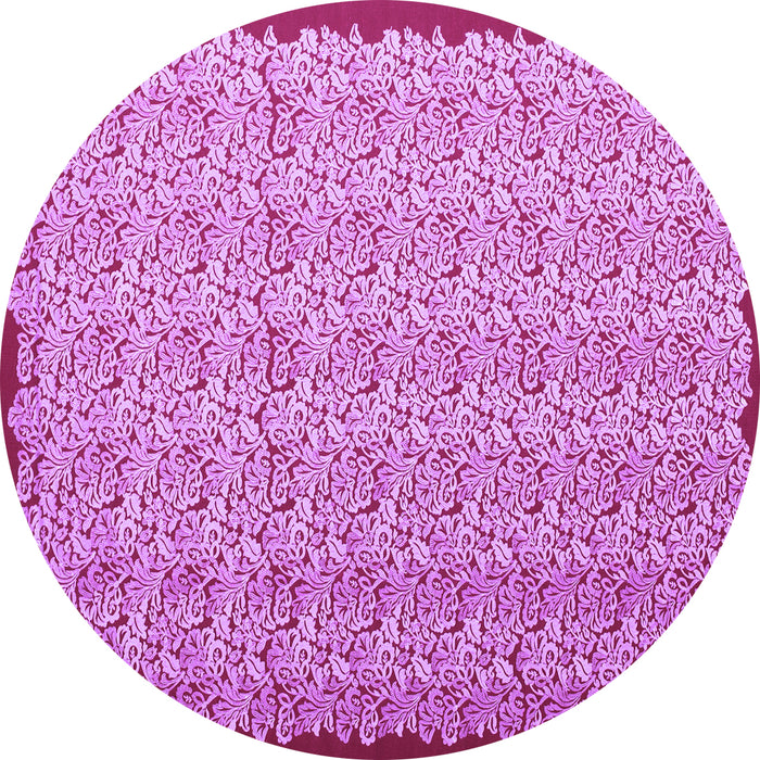 Round Abstract Purple Contemporary Rug, con1043pur