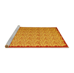 Sideview of Machine Washable Abstract Yellow Contemporary Rug, wshcon1043yw