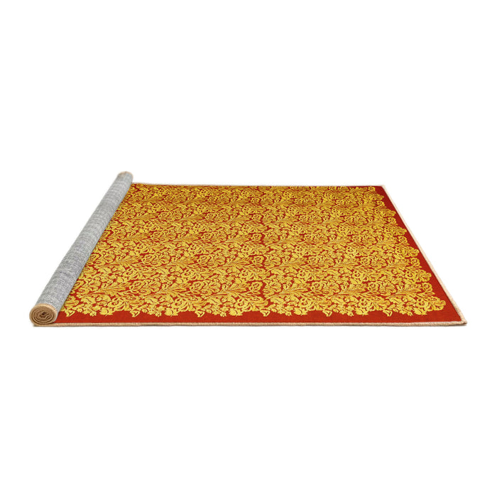 Sideview of Machine Washable Abstract Yellow Contemporary Rug, wshcon1043yw
