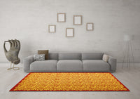 Machine Washable Abstract Yellow Contemporary Rug, wshcon1043yw