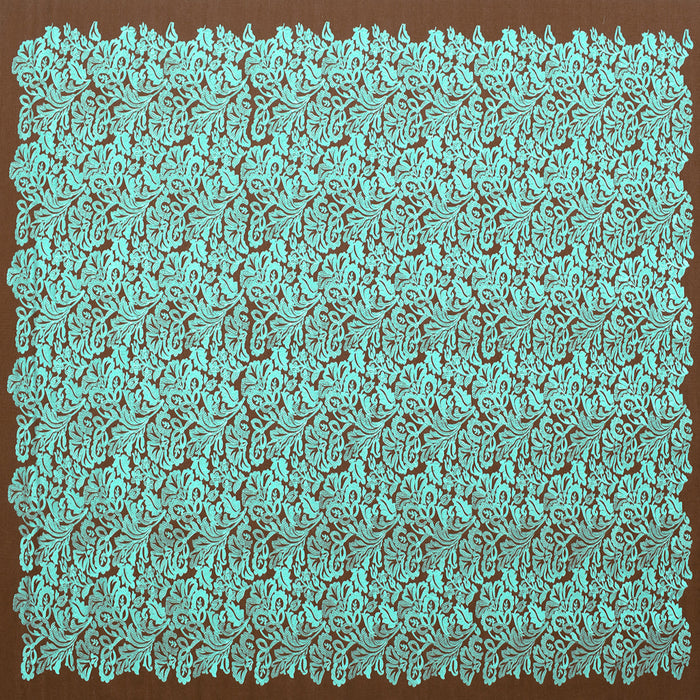 Square Abstract Turquoise Contemporary Rug, con1043turq