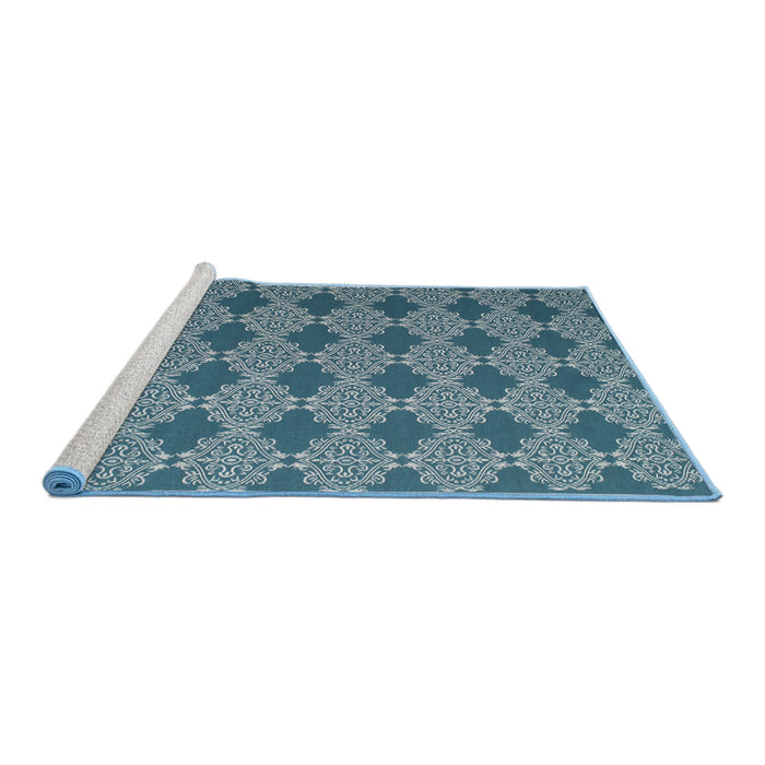 Serging Thickness of Machine Washable Contemporary Blue Rug, wshcon1044