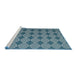 Serging Thickness of Machine Washable Contemporary Blue Rug, wshcon1044