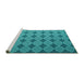Sideview of Machine Washable Abstract Turquoise Contemporary Area Rugs, wshcon1044turq
