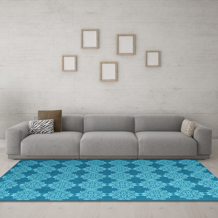 Machine Washable Abstract Light Blue Contemporary Rug in a Living Room, wshcon1044lblu