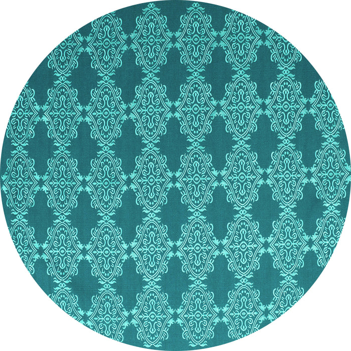 Round Machine Washable Abstract Turquoise Contemporary Area Rugs, wshcon1044turq