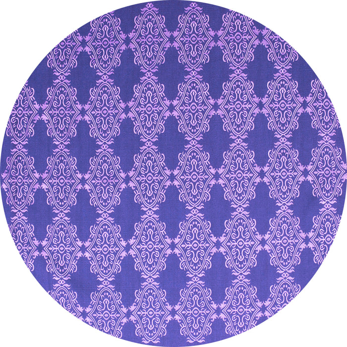 Round Machine Washable Abstract Purple Contemporary Area Rugs, wshcon1044pur