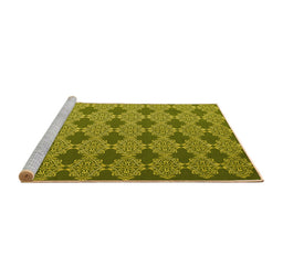 Sideview of Machine Washable Abstract Yellow Contemporary Rug, wshcon1044yw