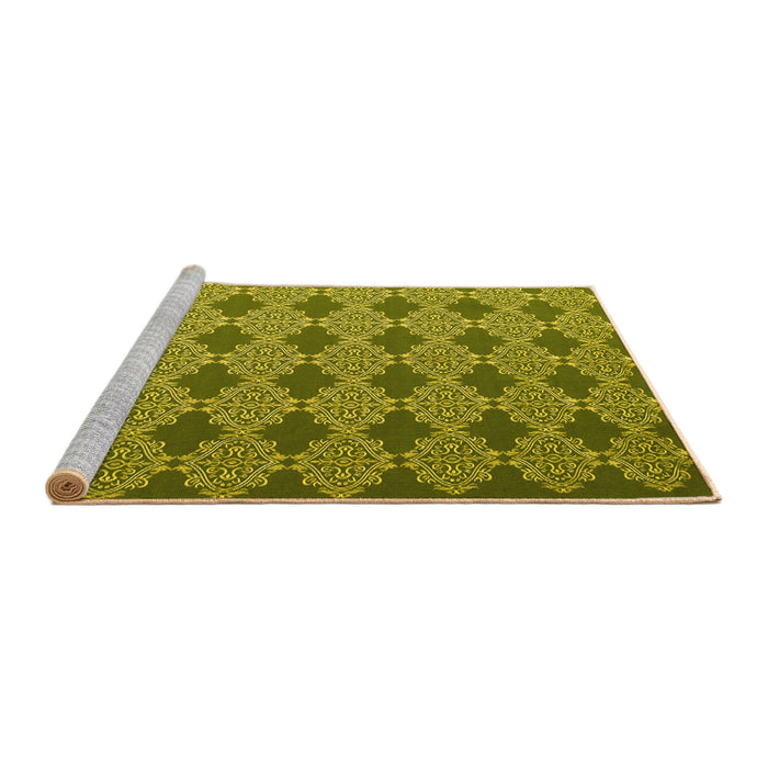 Sideview of Machine Washable Abstract Yellow Contemporary Rug, wshcon1044yw
