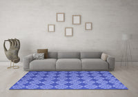 Machine Washable Abstract Blue Contemporary Rug, wshcon1044blu