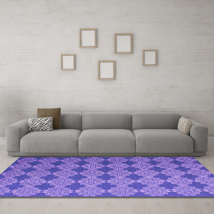 Machine Washable Abstract Purple Contemporary Area Rugs in a Living Room, wshcon1044pur