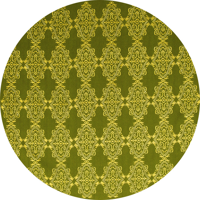Round Machine Washable Abstract Yellow Contemporary Rug, wshcon1044yw
