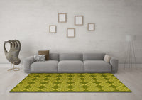 Machine Washable Abstract Yellow Contemporary Rug, wshcon1044yw