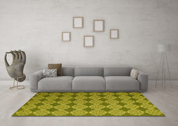 Machine Washable Abstract Yellow Contemporary Rug in a Living Room, wshcon1044yw
