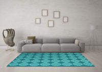 Machine Washable Abstract Turquoise Contemporary Rug, wshcon1044turq