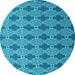 Round Abstract Light Blue Contemporary Rug, con1044lblu