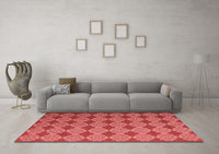 Machine Washable Abstract Red Contemporary Rug, wshcon1044red