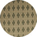 Round Machine Washable Abstract Brown Contemporary Rug, wshcon1044brn