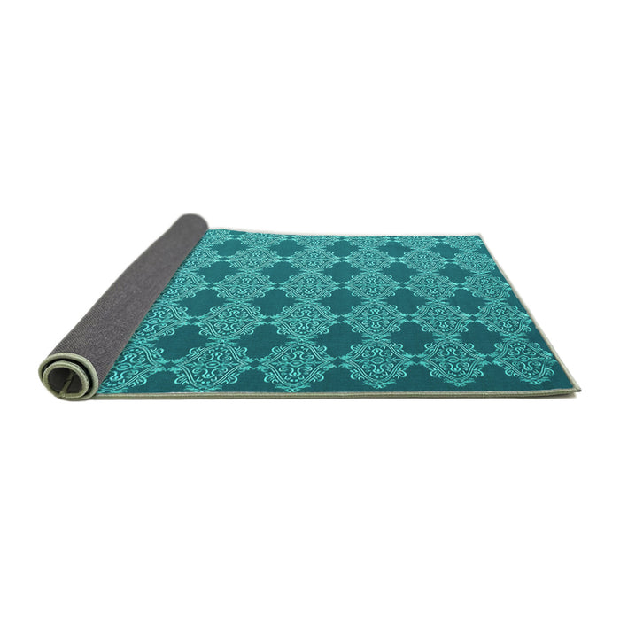 Sideview of Abstract Turquoise Contemporary Rug, con1044turq