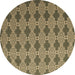 Round Abstract Brown Contemporary Rug, con1044brn