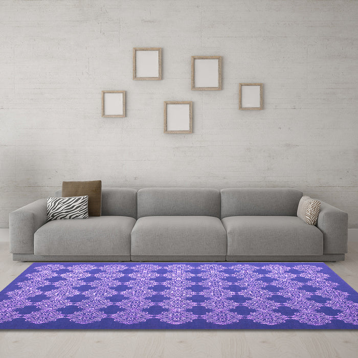 Machine Washable Abstract Purple Contemporary Area Rugs in a Living Room, wshcon1045pur