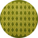 Round Abstract Yellow Contemporary Rug, con1045yw