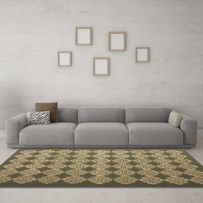 Machine Washable Abstract Brown Contemporary Rug in a Living Room,, wshcon1045brn
