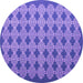 Round Machine Washable Abstract Purple Contemporary Area Rugs, wshcon1045pur