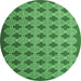 Round Abstract Emerald Green Contemporary Rug, con1045emgrn