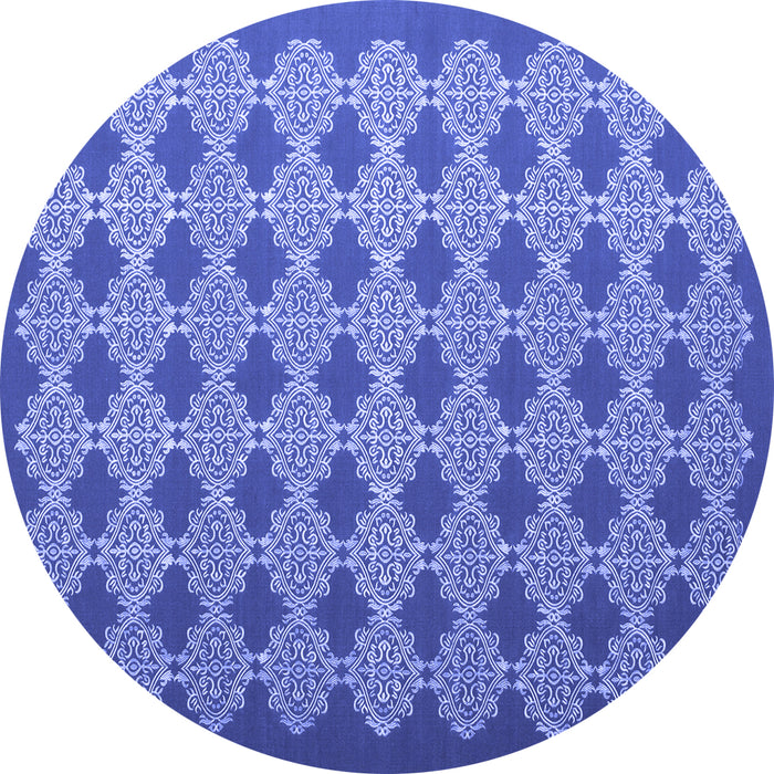 Round Machine Washable Abstract Blue Contemporary Rug, wshcon1045blu