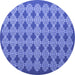 Round Machine Washable Abstract Blue Contemporary Rug, wshcon1045blu